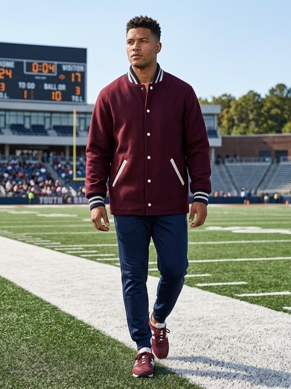 Vintage 80s Kaye Bros Chicago‎ Varsity Maroon Wool Leather Jacket